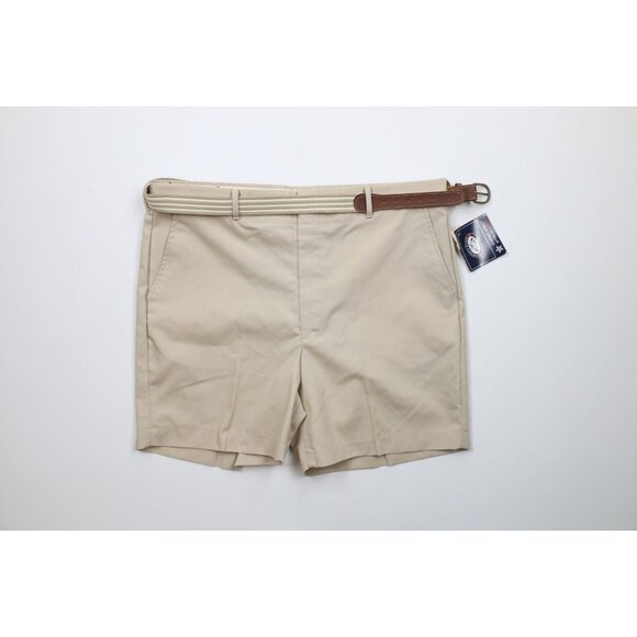Deadstock Vtg 70s Streetwear Mens 36 Belted Above Knee Chino Shorts Beige USA